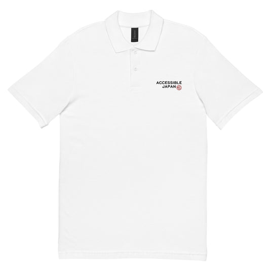 Unisex Polo Shirt with Accessible Japan Logo (White)