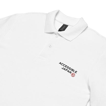 Unisex Polo Shirt with Accessible Japan Logo (White)